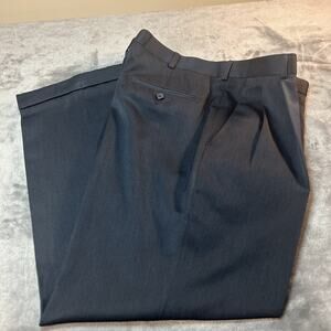 Perry Ellis Classic Fit Non Iron Double Pleated Dress Pants Navy Blue Mens 34x29